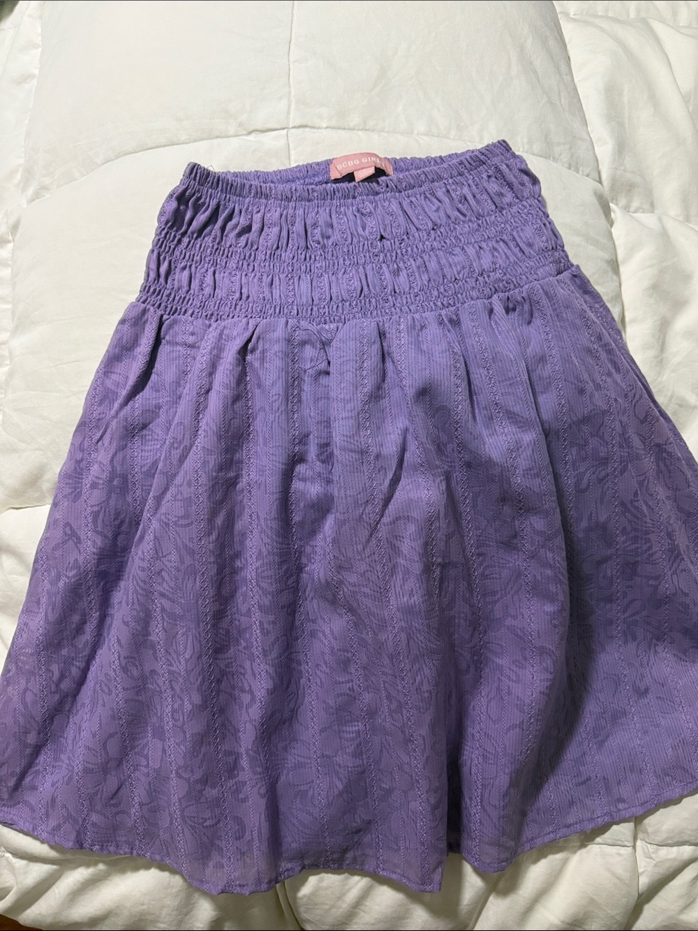 BCBGirls Lavender Smocked Waist Floral Skirt